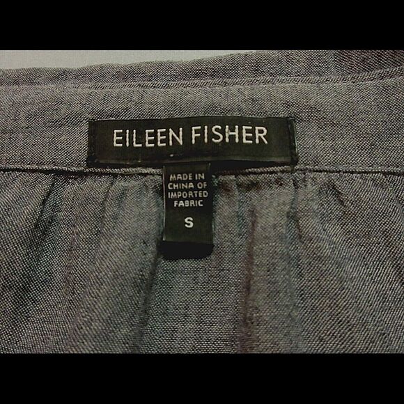 Eileen Fisher cotton & linen blouse blue/gray Small - Picture 6 of 6
